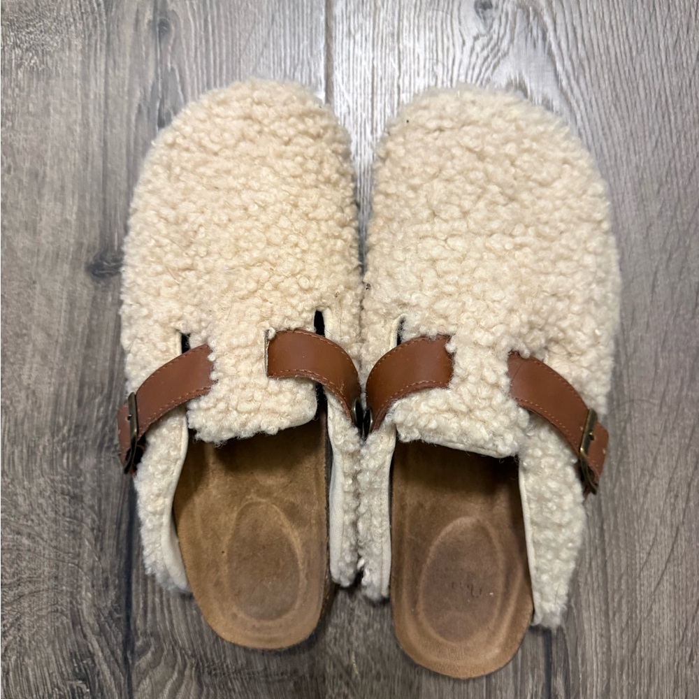 Time and Tru Cream and Brown Mules